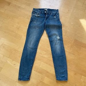 MOTHER x Revolve The Looker Crop / Graffiti Girl Blue Denim Jeans Size 26